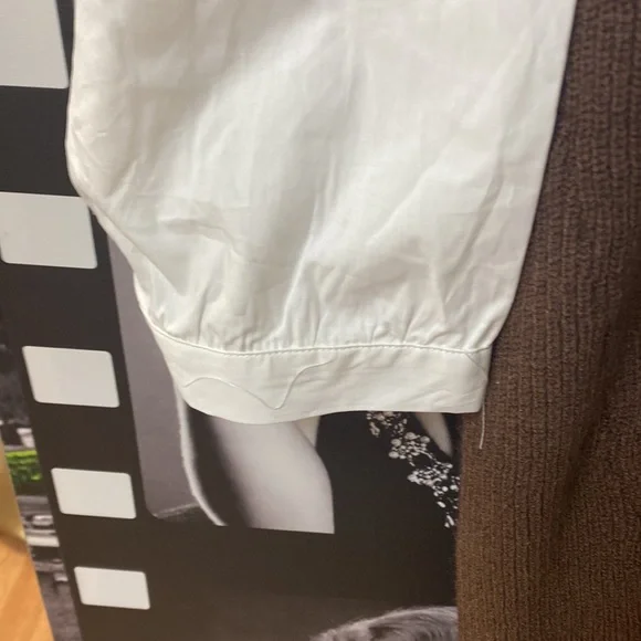 Hi-Low Brown Sweater Dress With White Shirt - Picture 4 of 10